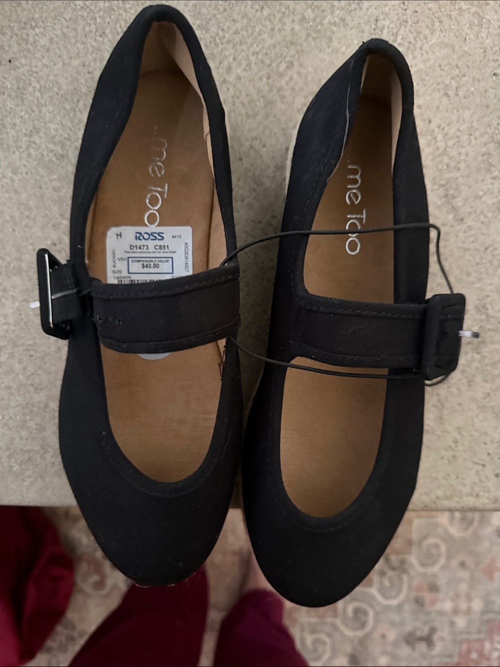 me too Black Mary Jane Style Buckle Flats